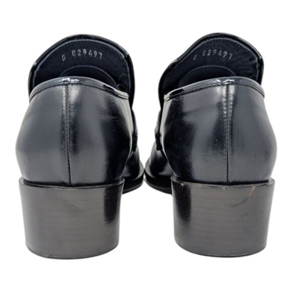 Chanel Loafers Black Leather CC Logo Captoe Chunky Heel Pointed Toe 36C - Picture 5 of 14